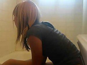 Petite sister pissing and showering