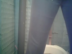 Hairy peeing pussy spied in a public toilet Picture 8