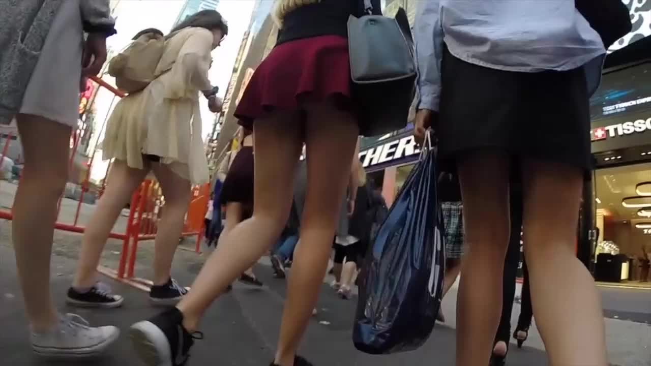 Tall Girl Short Skirt Upskirt - Tall girl in a very tiny miniskirt - Voyeur Videos