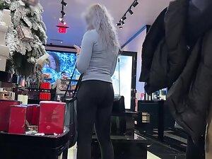 Girl with bleached hair got a terrific ass in tights Picture 2