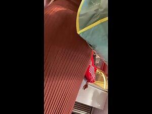Daylight makes her big butt and thong be visible Picture 5