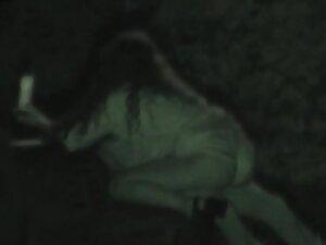 Dick riding at night in the park is caught by voyeur