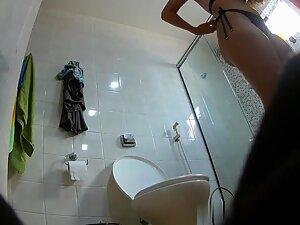 Spying on hot cousin putting a bikini on in bathroom Picture 4