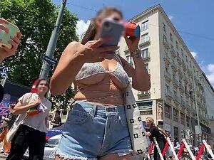 Tiny top can't hold those big boobs locked in Picture 8