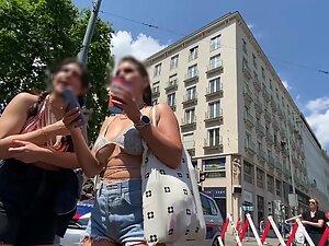 Tiny top can't hold those big boobs locked in