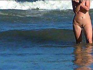Hot body of an older woman in the water