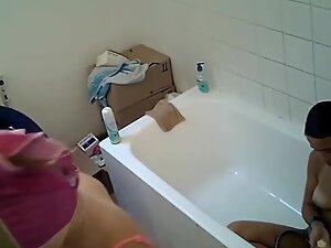 Masturbating in front of her roommate in bathroom Picture 5