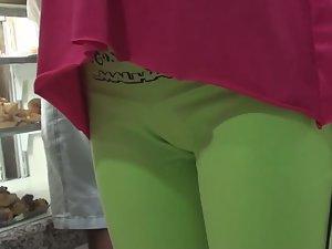 Greenish tights tucked in the pussy Picture 5