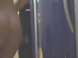 Small tits of a chubby girl in a solarium Picture 5