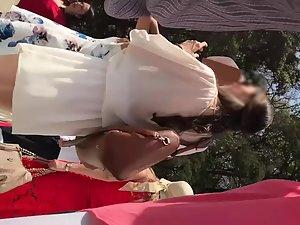 Upskirt of elegant girl during a formal event Picture 4