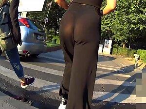 Raunchy butt and thong in transparent pants Picture 2