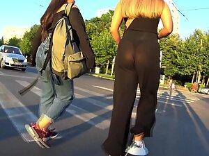 Raunchy butt and thong in transparent pants Picture 4