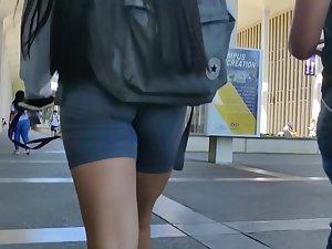 Overly tight shorts show off her meaty butt cheeks Picture 2