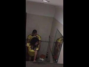 Horny girl notices a voyeur during sex in toilet Picture 3