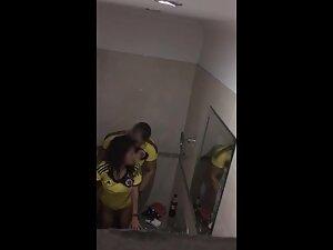 Horny girl notices a voyeur during sex in toilet Picture 6