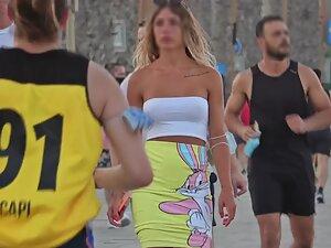 Beautiful girl got hard nipples while she walks with her boyfriend Picture 2
