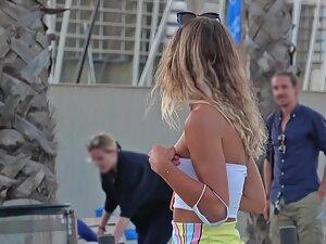 Beautiful girl got hard nipples while she walks with her boyfriend Picture 5