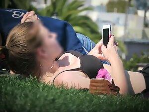 Inspecting nice big tits in nothing but a bra Picture 6