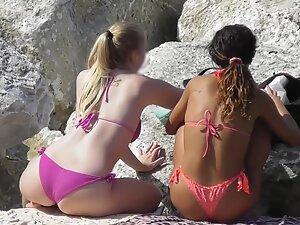 Two incredibly hot friends spotted on rocky beach Picture 4
