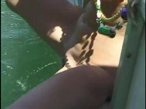 Fun loving girl pissing from a boat Picture 6
