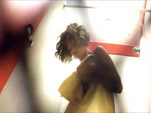 Curly girl spied through the ventilation Picture 8