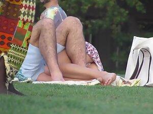 Pussy slip in upskirt caught during picnic in park Picture 6