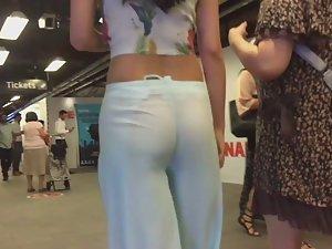 Fully transparent pants reveal hot ass Picture 8