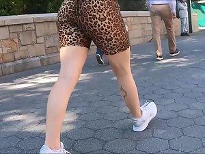 Wiggly ass in tight jaguar shorts Picture 1