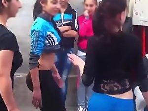 Voyeur tourist stumbles on dancing girls