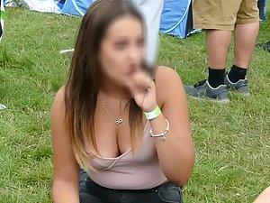 Big boobs spotted on a festival