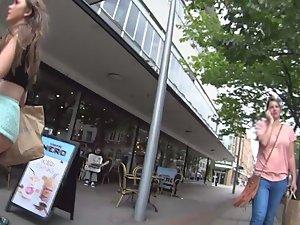 Shorts going up teen girl's pussy Picture 7