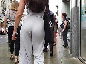 Elegant grey pants show off her perfect ass Picture 3