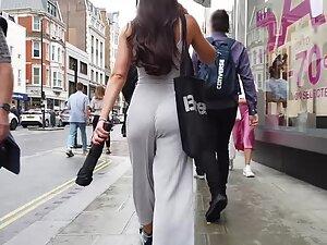 Elegant grey pants show off her perfect ass Picture 5