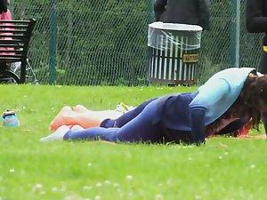 Peeping on hot women learning yoga in the park Picture 3