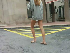 Young legs and feet in flip flops Picture 6