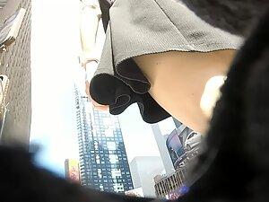 Gentle ass in mesh panties got visible in upskirt Picture 1