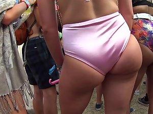 Firm bubble butt squeezed in tight glossy panties Picture 6
