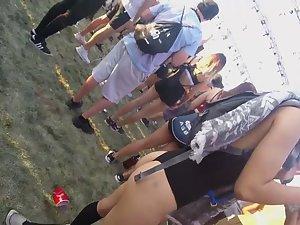 Party girl shows off perfect ass in thong leotard Picture 2