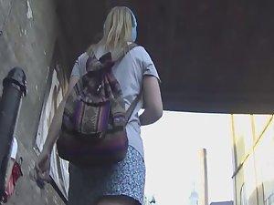 Frontal upskirt of sexy friend