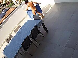 Peeping on naked tourist woman on the terrace Picture 5