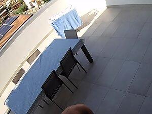 Peeping on naked tourist woman on the terrace Picture 8