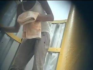 Spying on her long legs and hairy pussy Picture 5