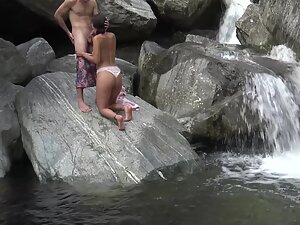 Tourists film themselves fucking by a waterfall Picture 1