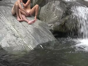 Tourists film themselves fucking by a waterfall Picture 8