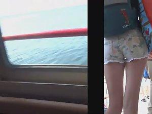 Slim teen girl on a boat Picture 5