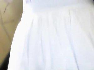 Peeping up her skirt on the moving stairs Picture 5