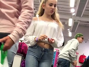 Epic teen girl in extremely tight jeans