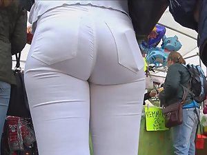 Phat ass in too tight white pants