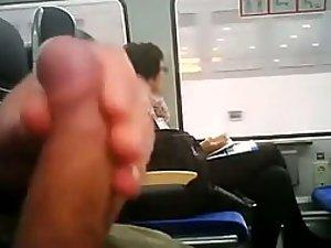 Horny voyeur jerks off on a public bus
