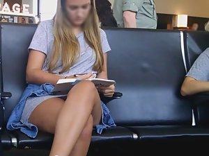 Upskirt before boarding the plane